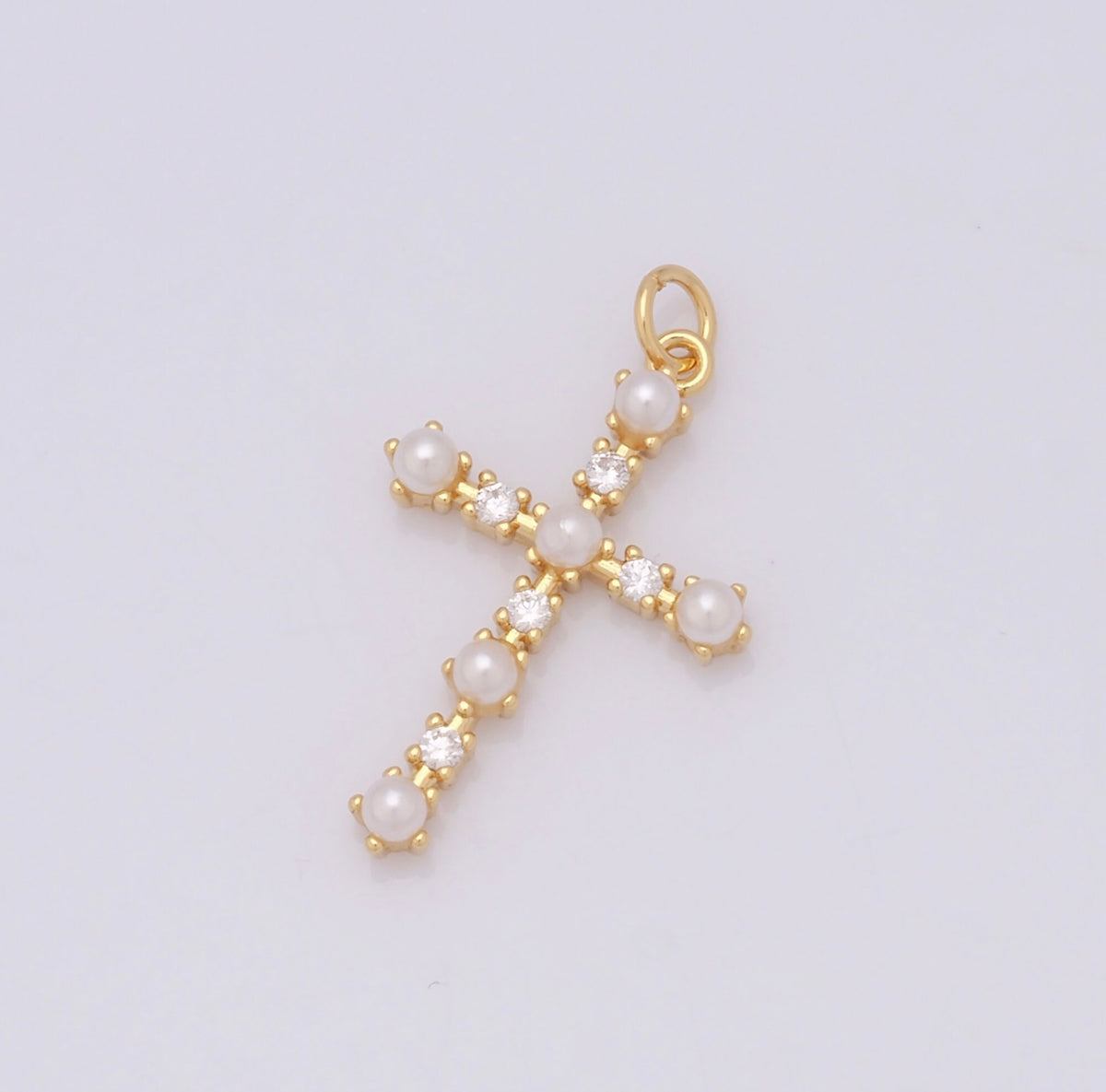 Pearl Cross Charm